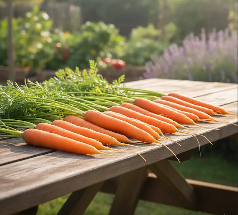 Carrots on the wooden box