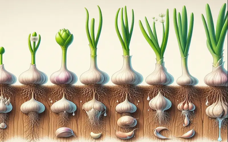 Garlic growing stages