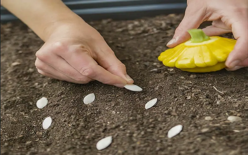 Planting patty pan squash seeds