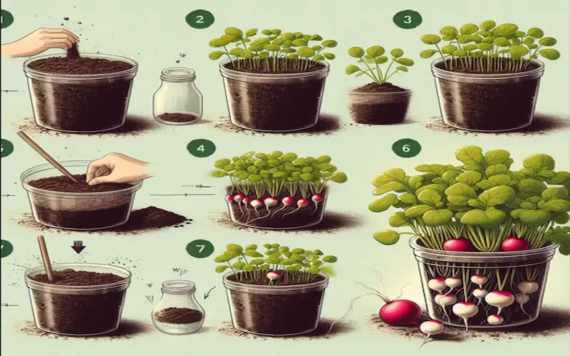 Life cycle of a radish with labels