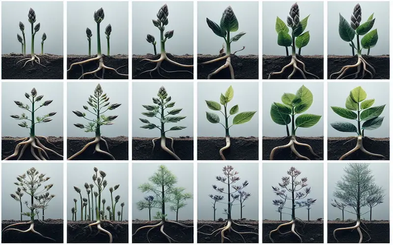 stages of growing asparagus