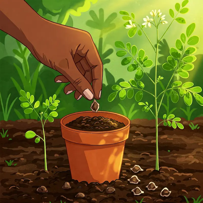 Growing moringa from seed in container