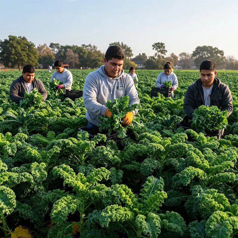 Harvesting kale